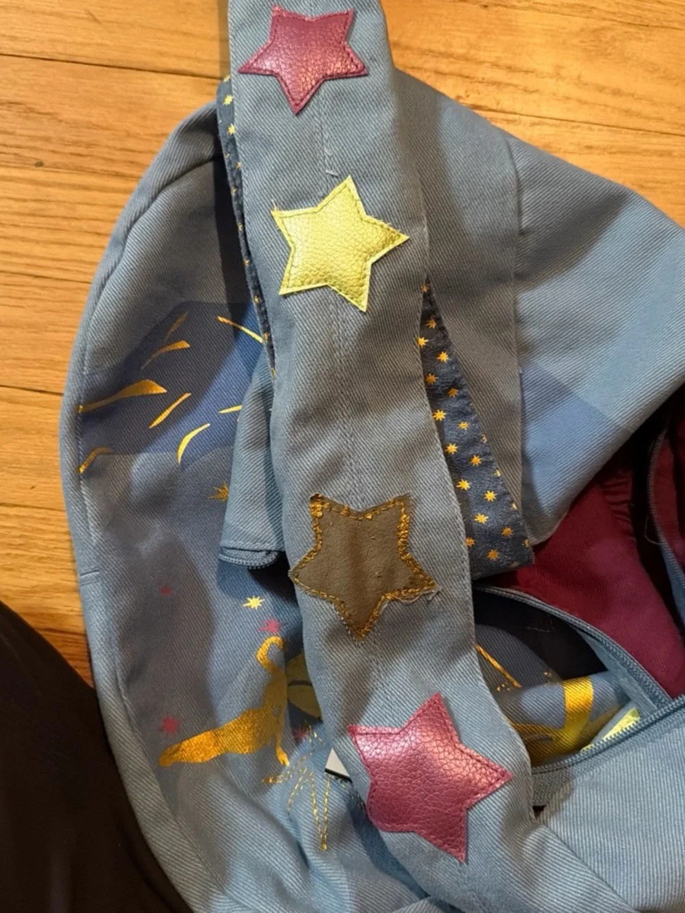 Disney Blue Tinkerbell Hobo Bag with Gold and Pink Accents